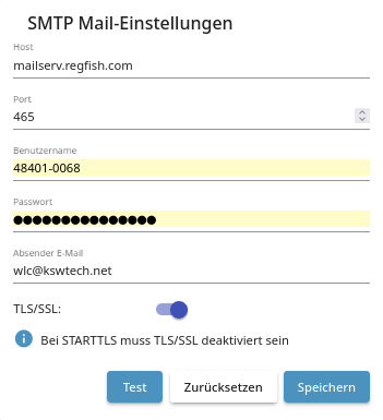 SMTP Einstellungen
